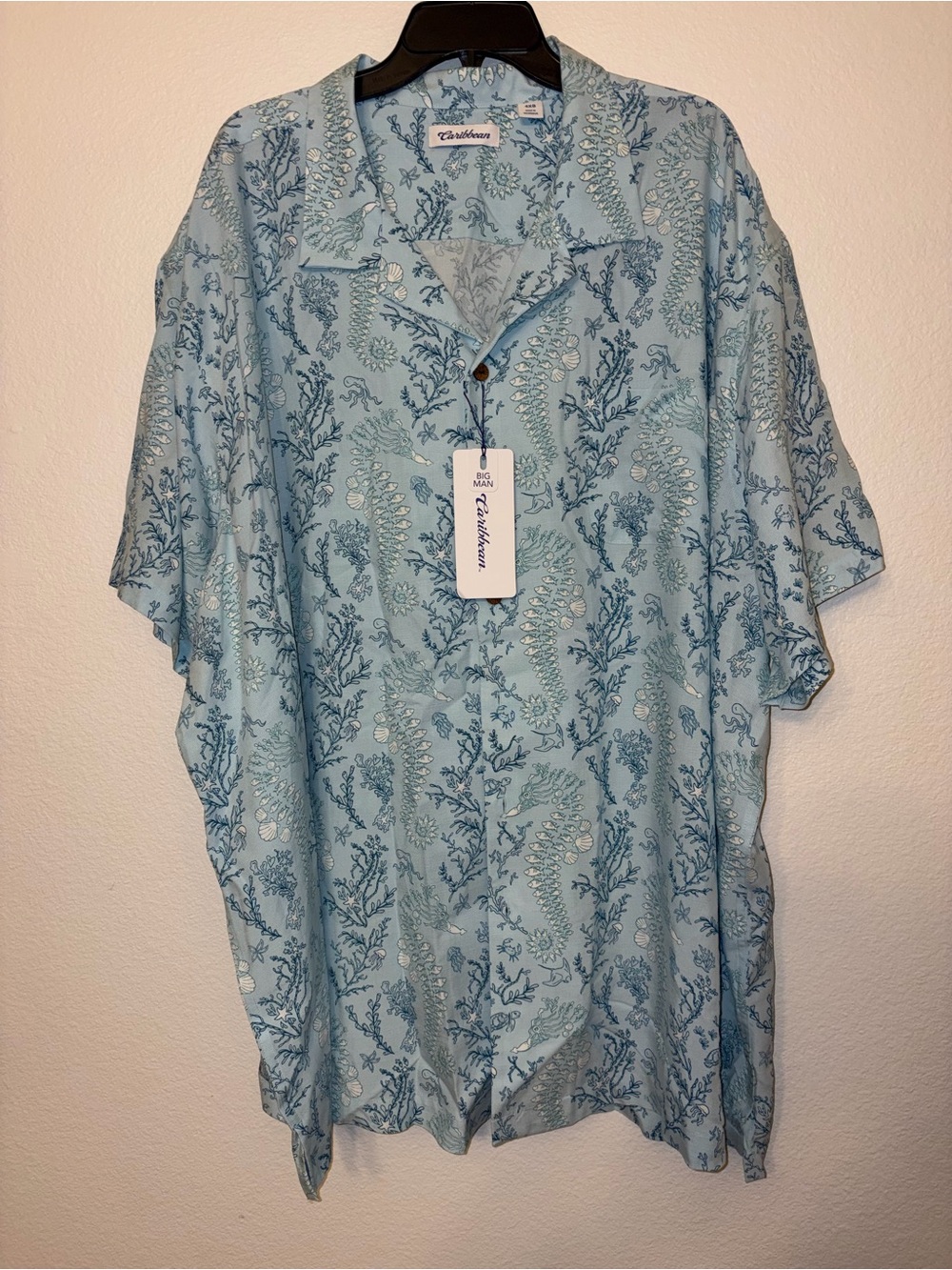 Caribbean Roundtree & Yorke Blue Ocean Sea Life Hawaiian Shirt 4XB Big Man NWT